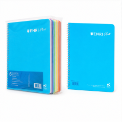 Enri Plus Cahier spirale quarto ligné 3,5 avec marge – lot de 5