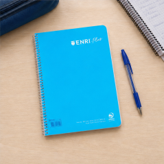 Enri Plus Cahier spirale quarto ligné 3,5 avec marge – lot de 5