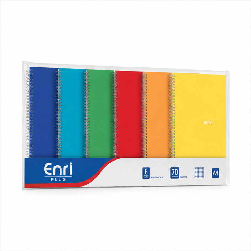 Enri Plus folio spiral notebook, 4x4 mm grid, 80 sheets, hard cover Enri Plus folio spiral notebook, 4x4 mm grid, 80 sheets, hard cover