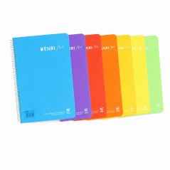 Cahier à spirale Enri Plus folio quadrillé 4x4 mm, 80 feuilles, 90 g, avec marge – lot de 5