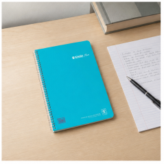 Enri Plus cahier spirale folio quadrillé 4x4 mm, 80 feuilles, 90 g, marge, couverture plastique – lot de 5
