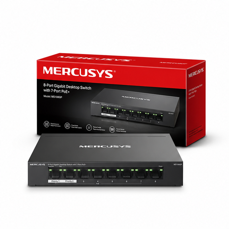Switch de bureau Mercusys MS108GP 8 ports Gigabit avec 7 ports PoE+