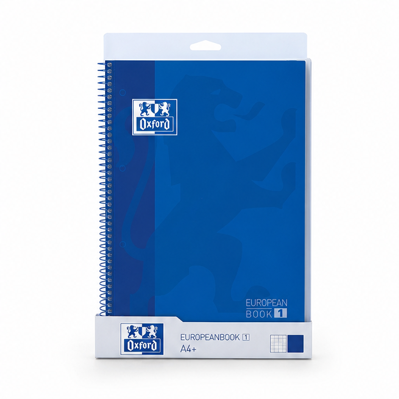 Oxford Europeanbook 1 Cahier spirale A4+ 5x5 80 feuilles bleu marine