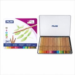 Milan boîte métal 24 crayons couleur 3,5 mm