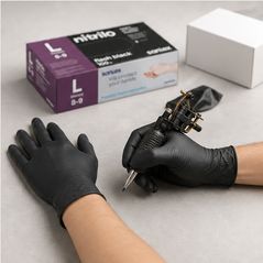 Santex Flash Black Nitrile Gloves Size L, 100 Pack