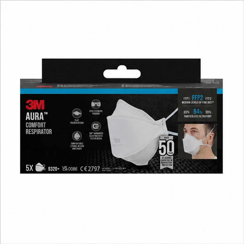 3M Aura 9320+ Masque anti-particules FFP2 sans valve, 5 unités