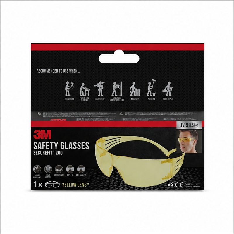 Lunettes de sécurité 3M SecureFit 200 à verres jaunes