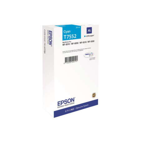 Cartouche Epson T7552 XL cyan originale (C13T755240) – Fin de série