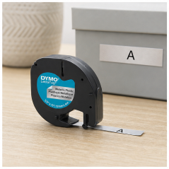 DYMO LetraTag 91208 métal noir argent 12 mm x 4 m