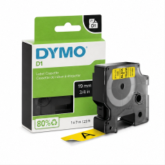 Dymo D1 45808 Black on Yellow 19 mm x 7 m