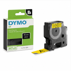 Dymo D1 45808 noir sur jaune 19 mm x 7 m