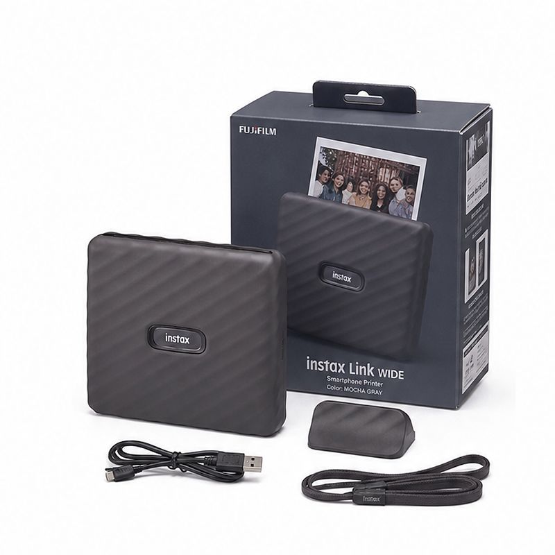 Fujifilm instax Link WIDE portable photo printer, mocha gray