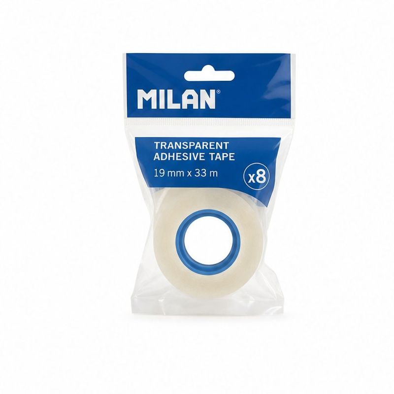 Ruban adhésif transparent brillant 19 mm x 33 m – lot de 8 Ruban adhésif transparent brillant 19 mm x 33 m – lot de 8